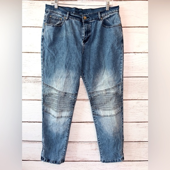 Diane Gilman Denim - DG2 by Diane Gilman Moto Style Jeans Size 12P Retro Vintage Y2K Rare Unique 🔥🔥🔥